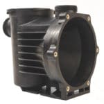 secondary services injection molded pump housing with brass threaded inserts